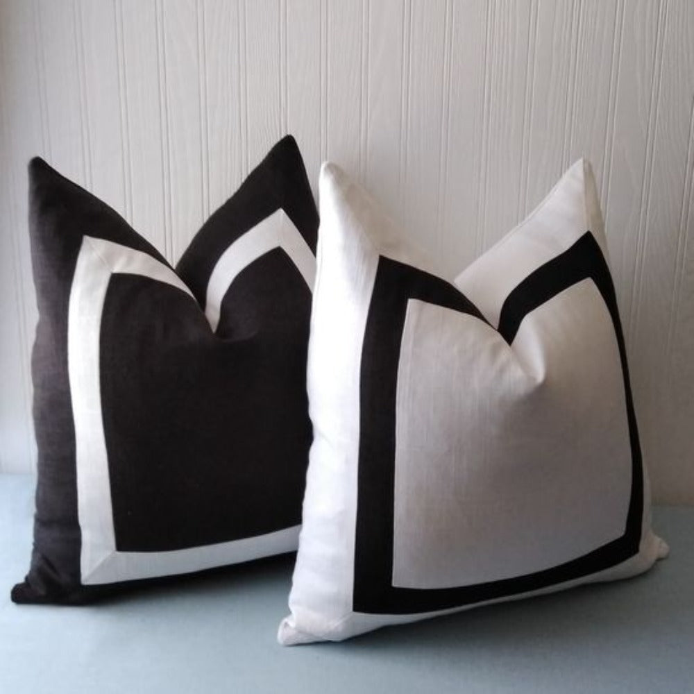 Pack of 2 - Black and Natchrel Jute Box Decorative Cushion Covers