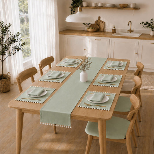 Luxury Cotton Dinning Set With Cute Pom poms