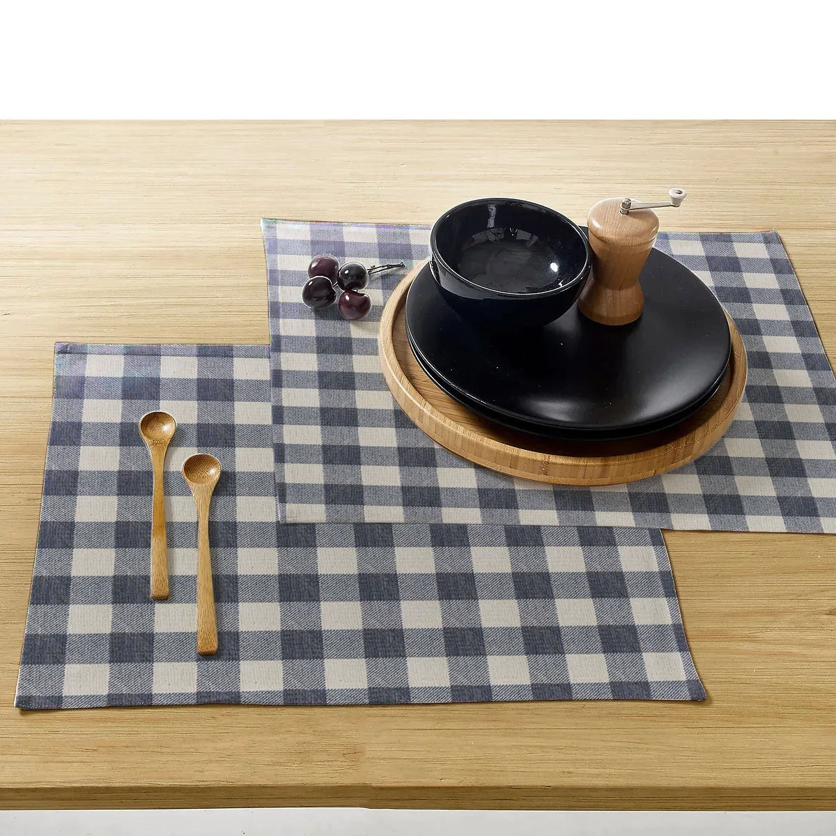 Waterproof Cotton Reversible Dinning Set - Black Checked - 99 Bedding Store