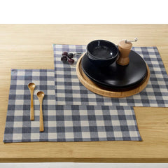 Waterproof Cotton Table Mat Set - Black Checked - 99 Bedding Store