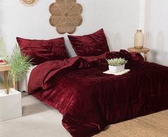 Luxury Velvet Duvet Cover Set - Meroon - 99 Bedding Store