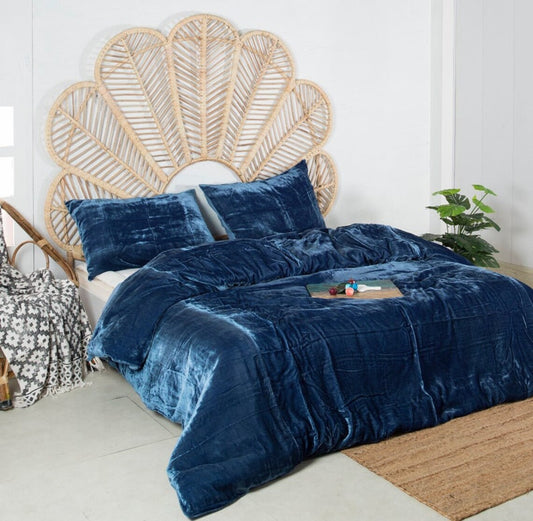 Luxury Velvet Duvet Cover Set - Medium Blue - 99 Bedding Store