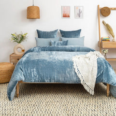 Luxury Velvet Duvet Cover Set - Slat Blue - 99 Bedding Store