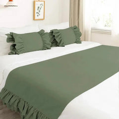 Plain Dyed Ruffle Bed Runners