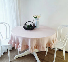 Cotton Decorative Round Tablecloth - With Frilled Bordered