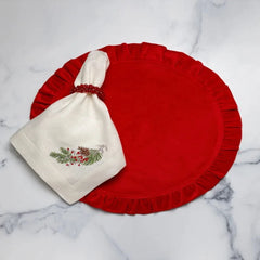 Round Ruffle Velvet Placemats, Set - 99 Bedding Store