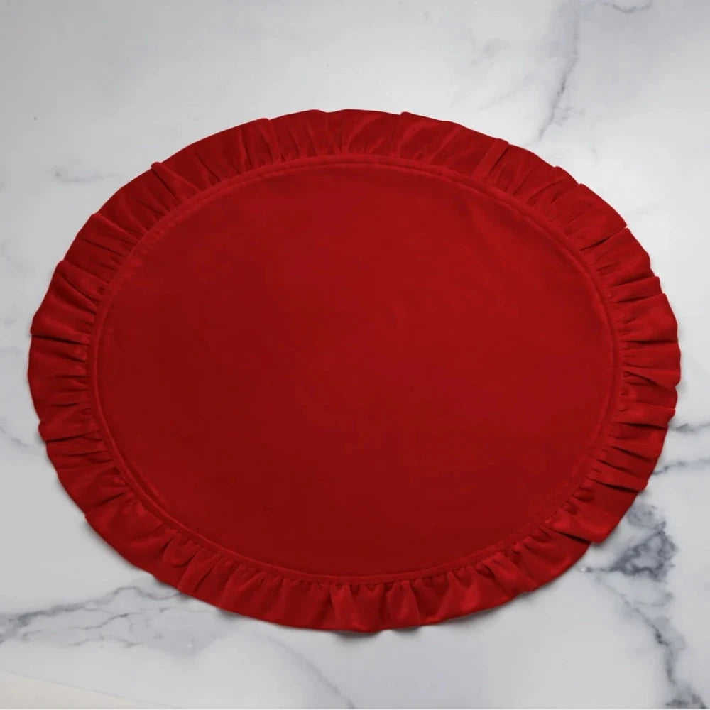 Round Ruffle Velvet Placemats, Set - 99 Bedding Store