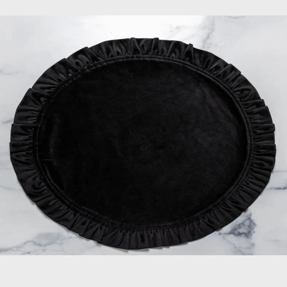 Round Ruffle Velvet Placemats, Set - 99 Bedding Store