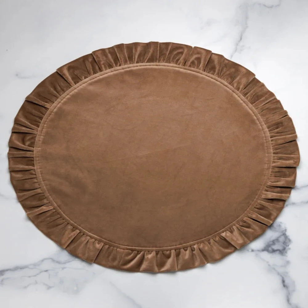 Round Ruffle Velvet Placemats, Set - 99 Bedding Store