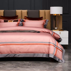 Luxury Hotel Style Cotton Satin Duvet Set-Pink - 99 Bedding Store