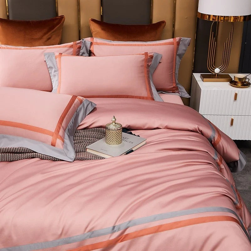 Luxury Hotel Style Cotton Satin Duvet Set-Pink - 99 Bedding Store