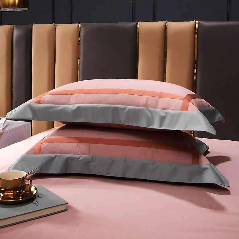 Luxury Hotel Style Cotton Satin Duvet Set-Pink - 99 Bedding Store