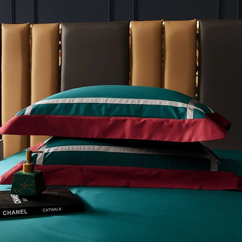 Luxury Hotel Style Cotton Satin Duvet Set-Teal Green - 99 Bedding Store