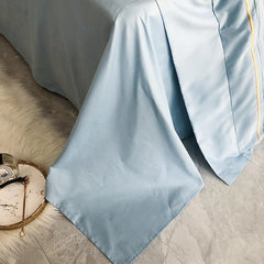 Embroidered Cotton Satin Luxury Baratta Tetra Line Duvet Set-Sky Blue - 99 Bedding Store