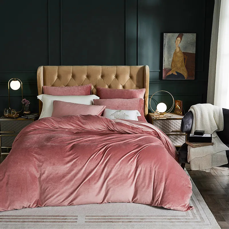 Luxury Velvet Duvet Cover Set - Blush Pink - 99 Bedding Store