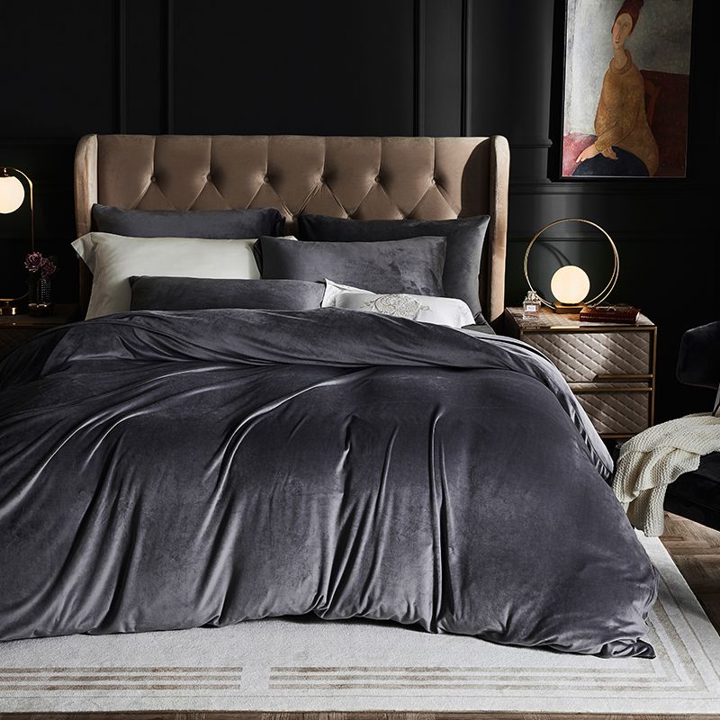 Luxury Velvet Duvet Cover Set - Charcoal Grey - 99 Bedding Store