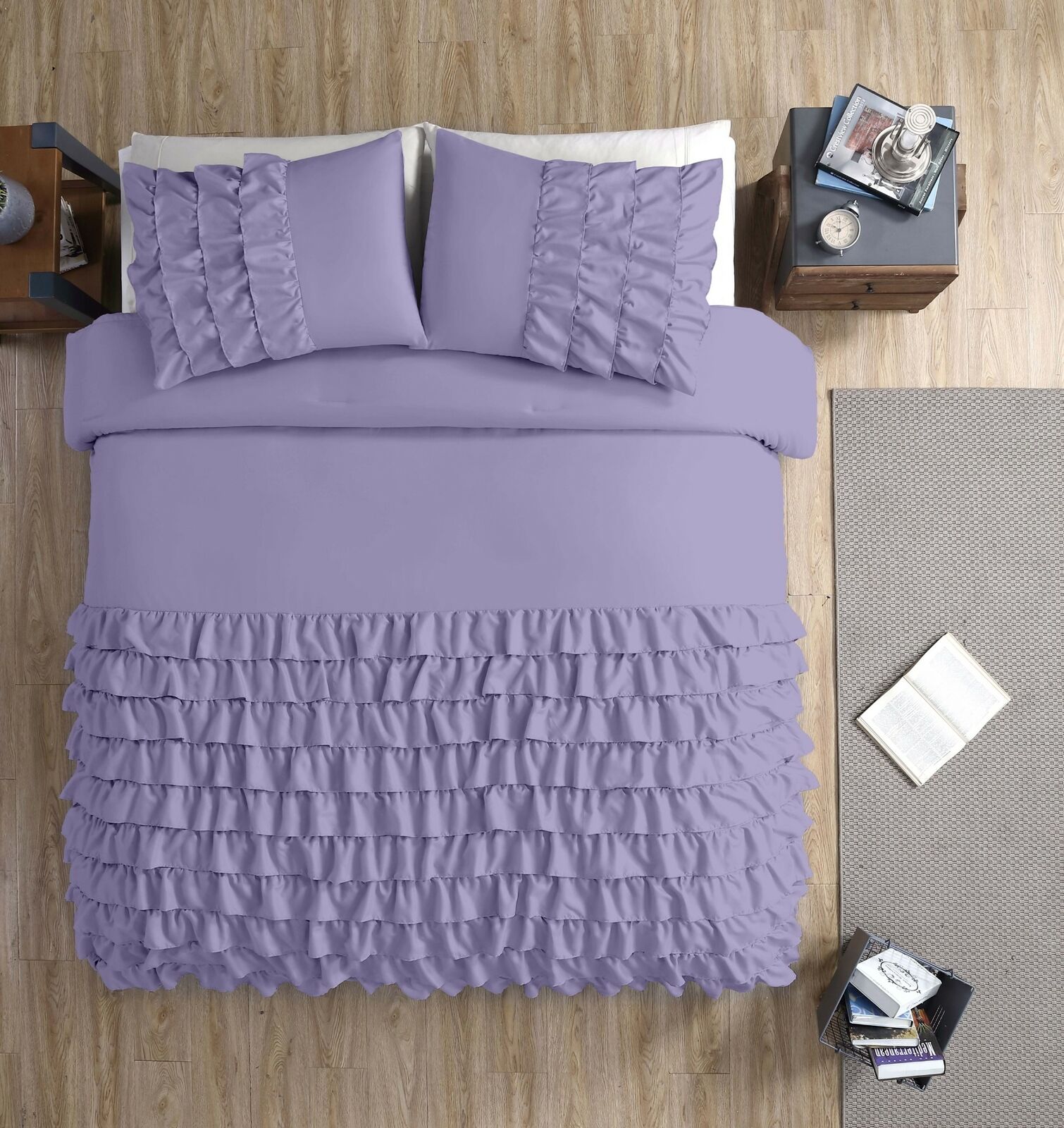 Luxury Cotton Frilled Duvet Set -Lilac - 99 Bedding Store