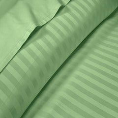 Luxury Egyptian Cotton Satin Strip Fitted Sheet Set -Light Green - 99 Bedding Store