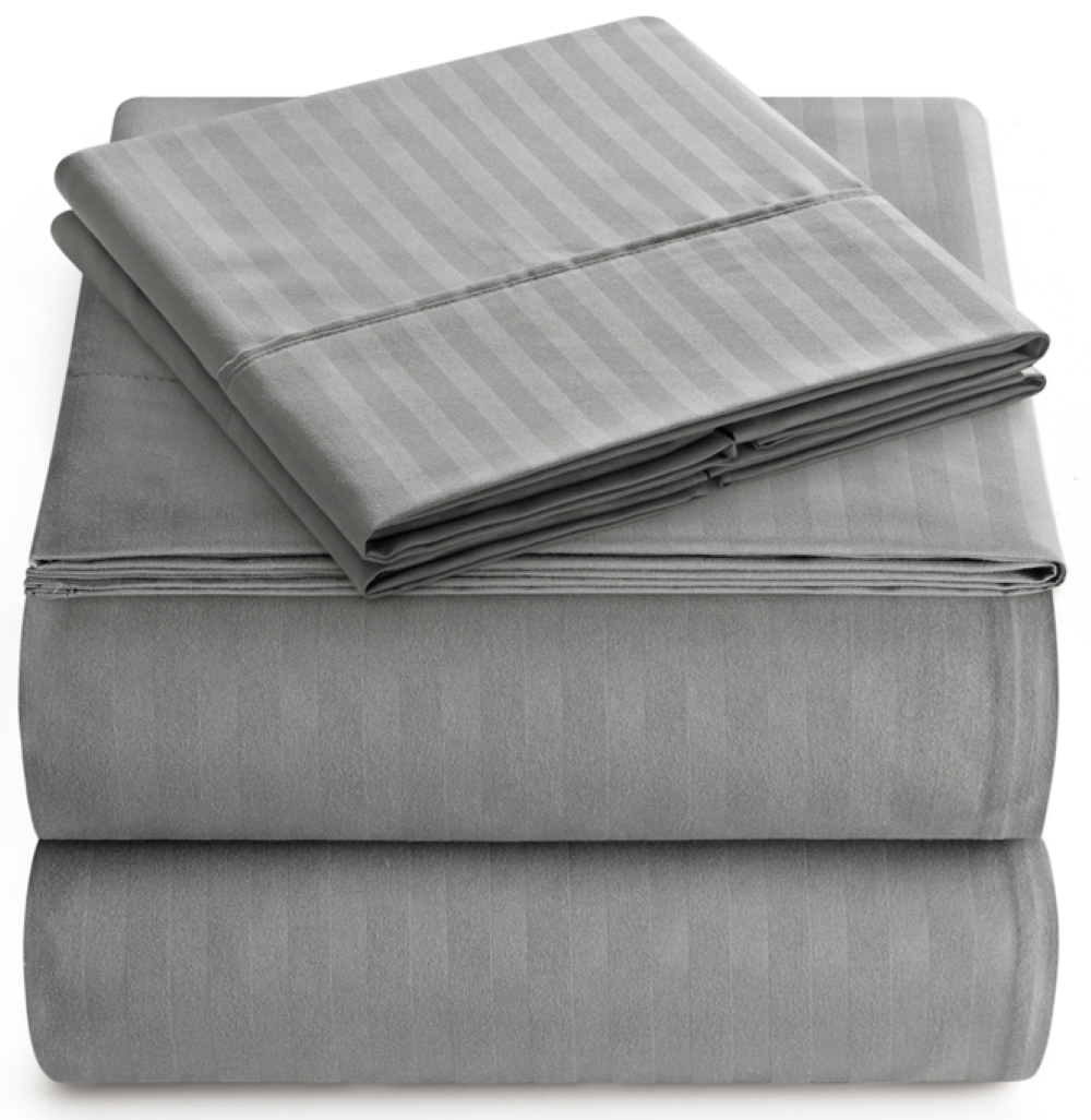 Luxury Strip Satin Bed sheet Set - Grey - 99 Bedding Store