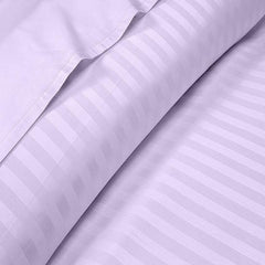 Luxury Egyptian Cotton Satin Strip Fitted Sheet Set - Lilac - 99 Bedding Store