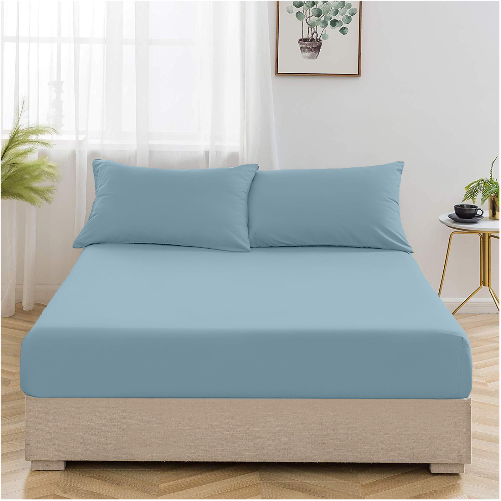 Duck Egg Egyptian Cotton Fitted Sheet Set - 99 Bedding Store