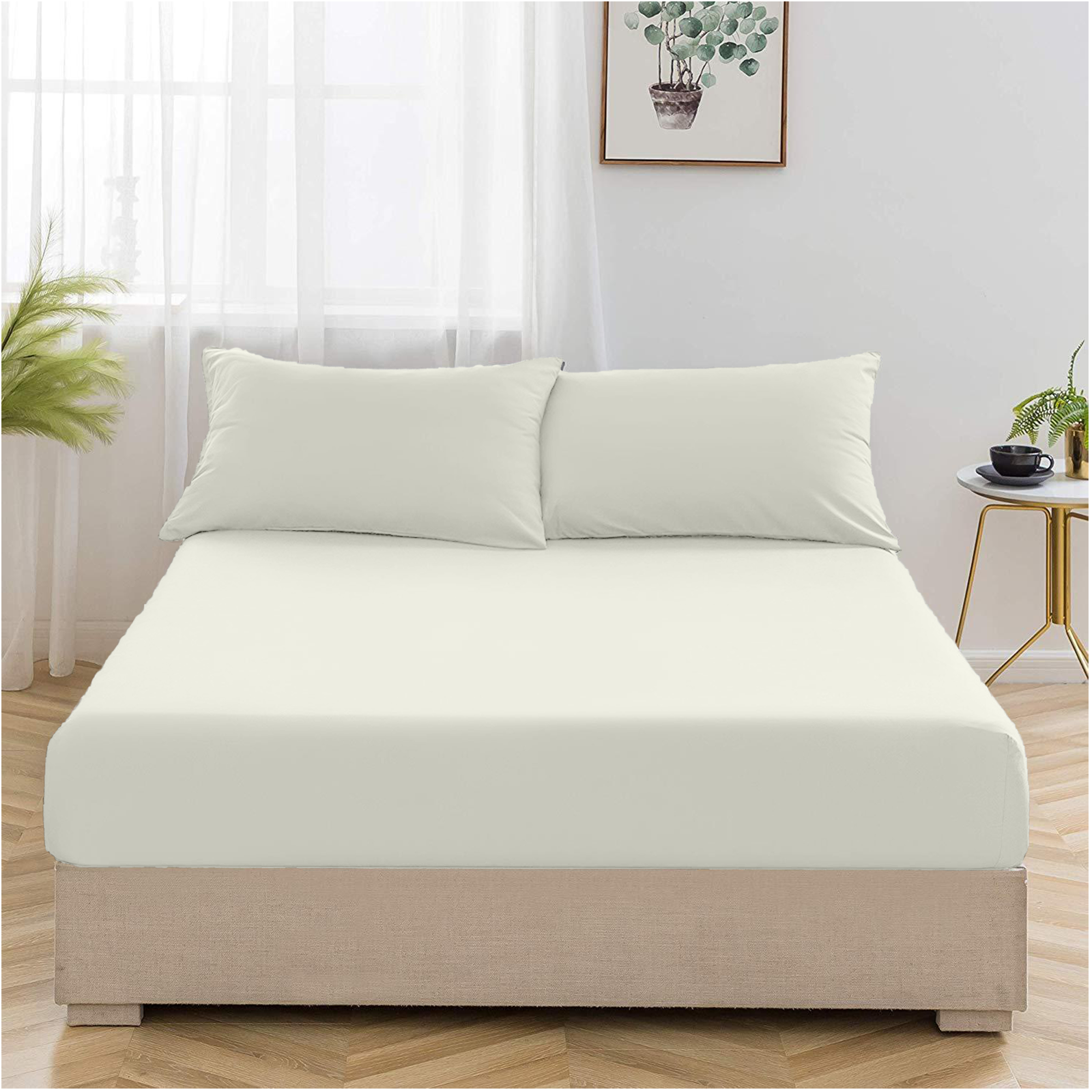 Ivory Egyptian Cotton Fitted Sheet Set - 99 Bedding Store