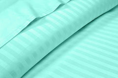 Luxury Egyptian Cotton Satin Strip Fitted Sheet Set - Sea Green - 99 Bedding Store