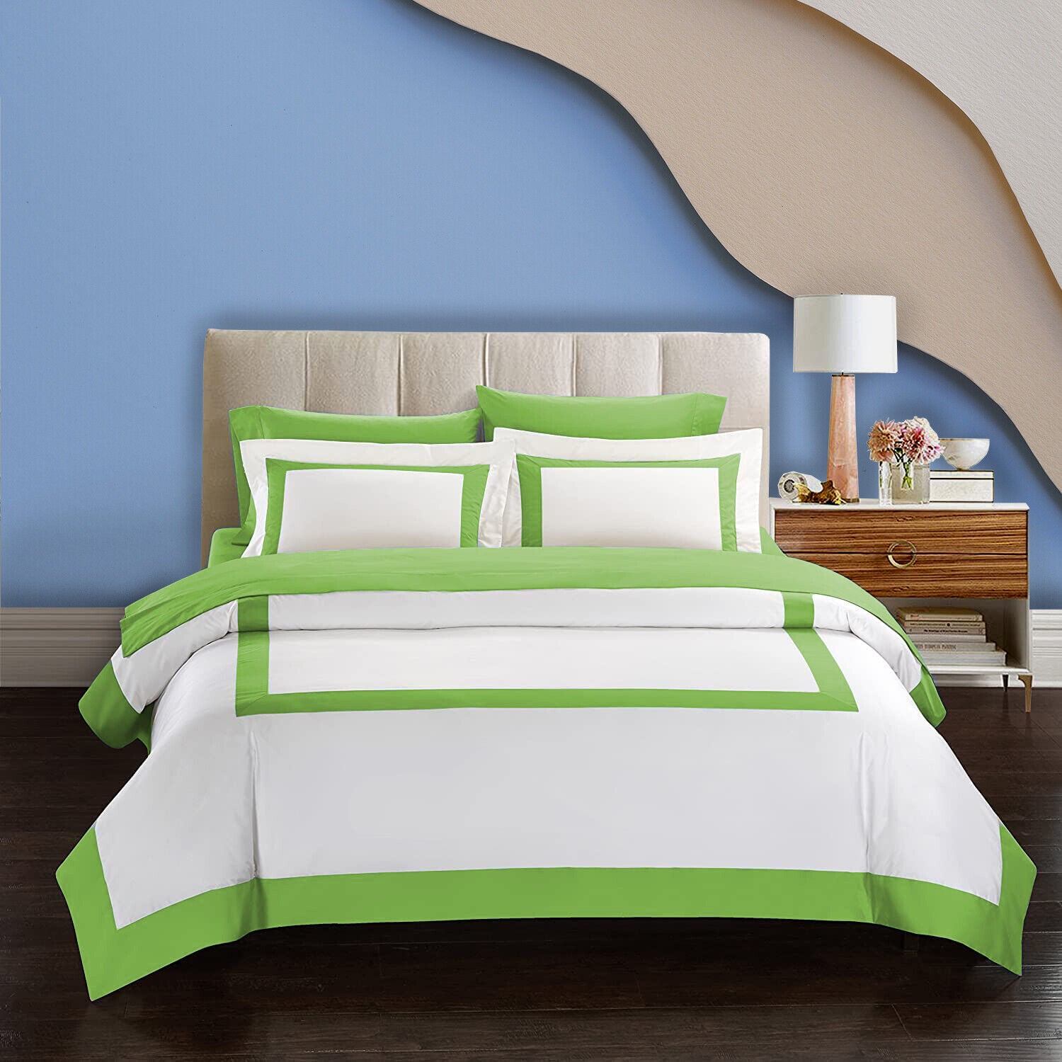 White And Green Luxury Multi Box Egyptian Cotton Duvet Set - 99 Bedding Store