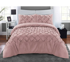 Luxury Satin Pintuck Duvet Cover Set - Rose Pink - 99 Bedding Store