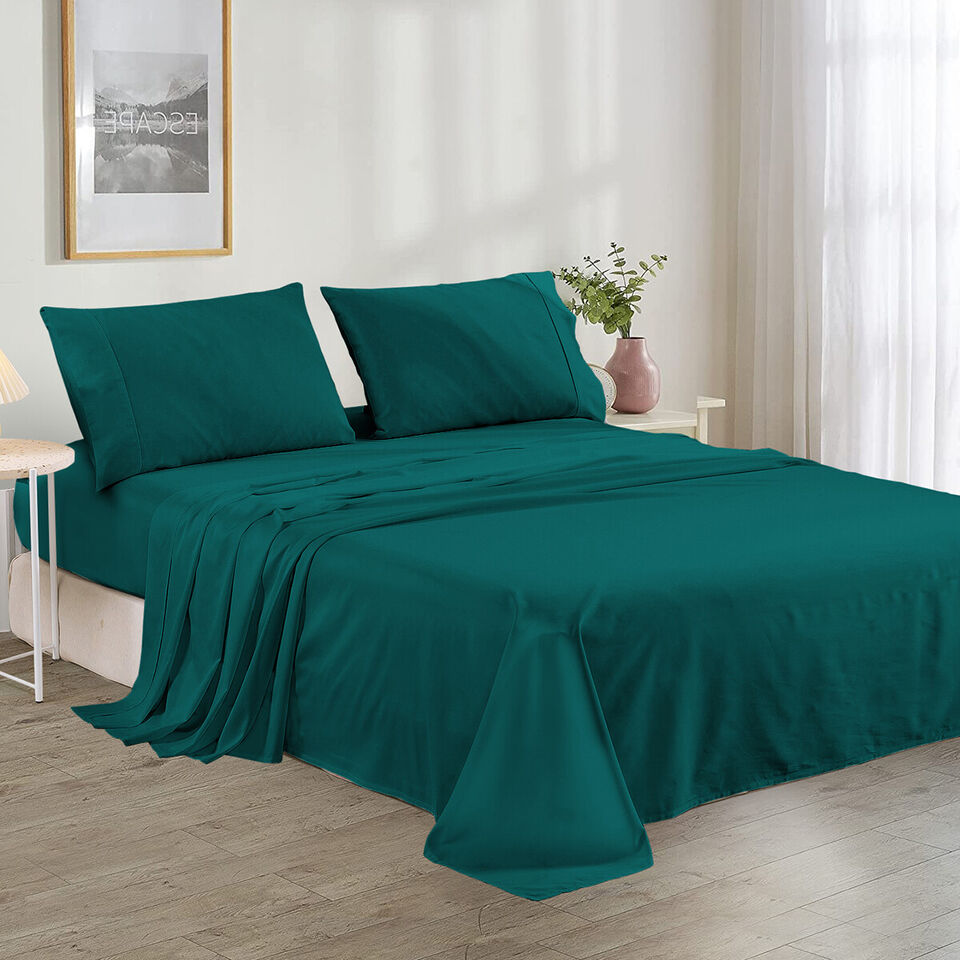 Plain Cotton Bed sheet Set - Teal Green - 99 Bedding Store