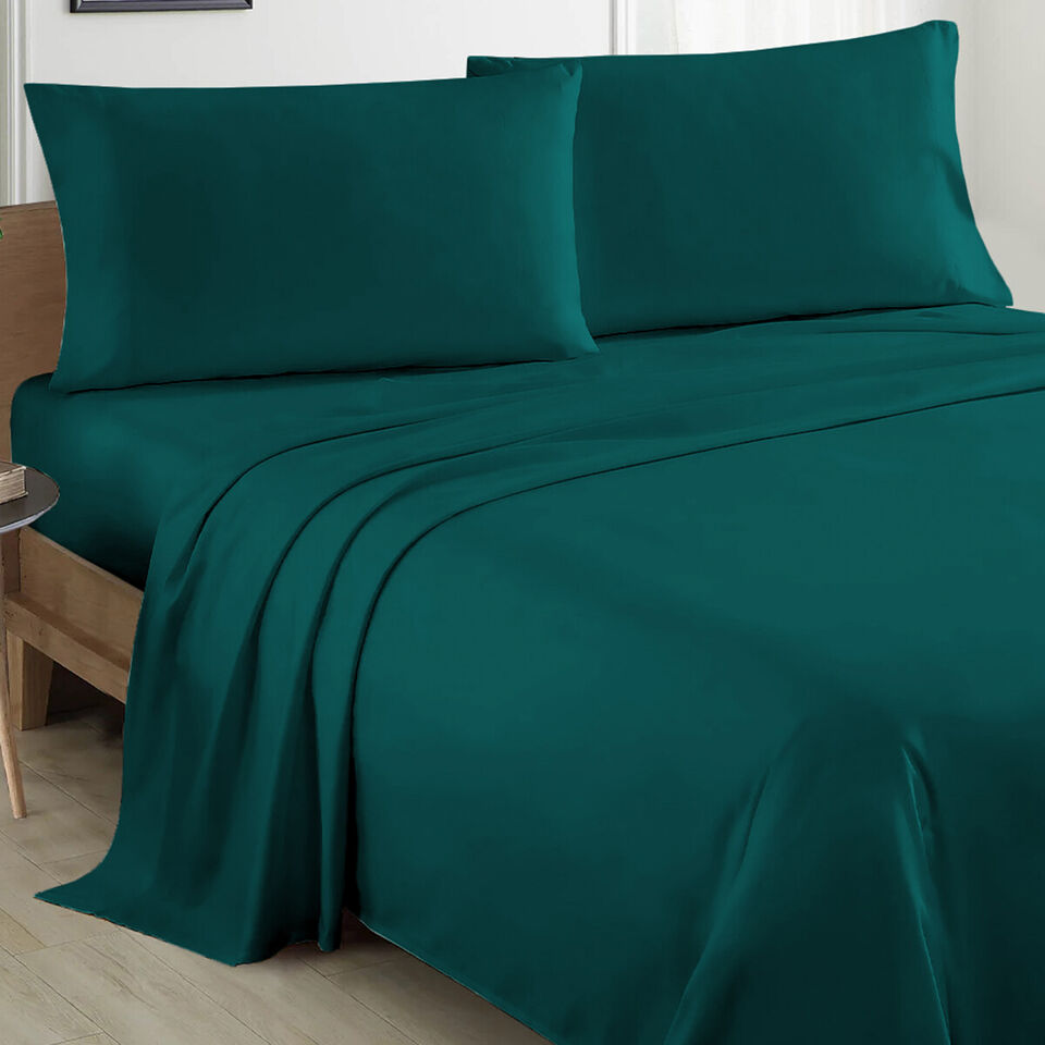 Plain Cotton Bed sheet Set - Teal Green - 99 Bedding Store