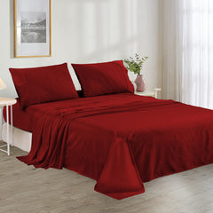 Plain Cotton Bed sheet Set - Red - 99 Bedding Store