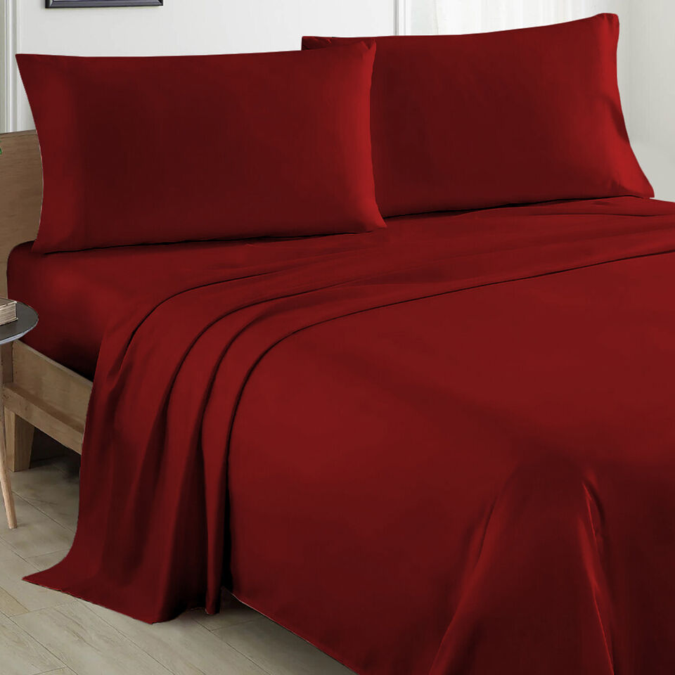 Plain Cotton Bed sheet Set - Red - 99 Bedding Store