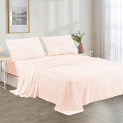 Plain Cotton Bed sheet Set - Peach - 99 Bedding Store