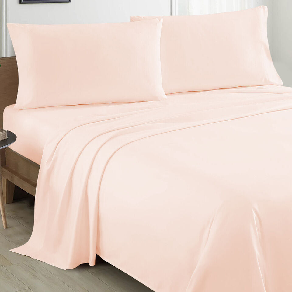 Plain Cotton Bed sheet Set - Peach - 99 Bedding Store