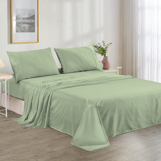 Plain Cotton Bed sheet Set - Sage Green - 99 Bedding Store