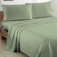 Plain Cotton Bed sheet Set - Sage Green - 99 Bedding Store