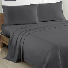 Plain Cotton Bed sheet Set - Charcoal Grey - 99 Bedding Store