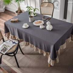 Decorative Cotton Contrast Frilled Table Covers