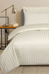 Luxury100% Egyptian Cotton Satin Stripe Duvet Cover Sets Creem - 99 Bedding Store